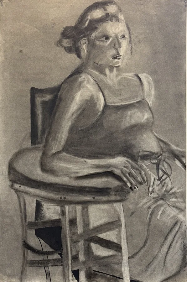 On the Stool — Charcoal